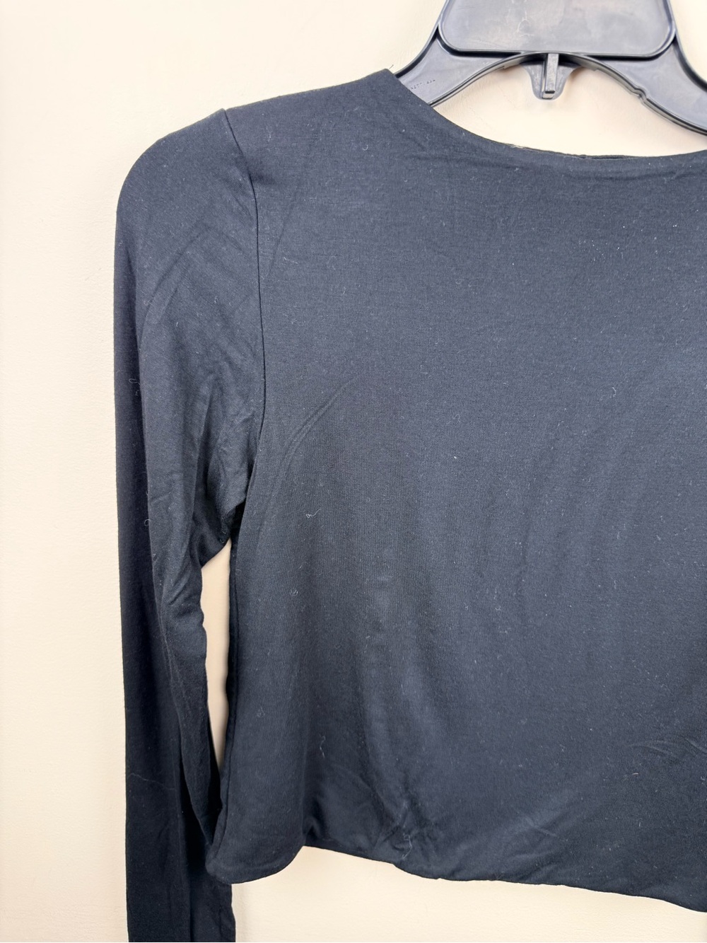 Re ona black thick long sleeve stretchy crop top large - Picture 2 of 9